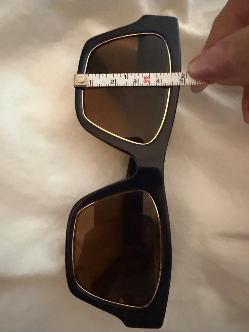 Tory Burch Navy Square Sunglasses with Brown Lenses and Gold Accents